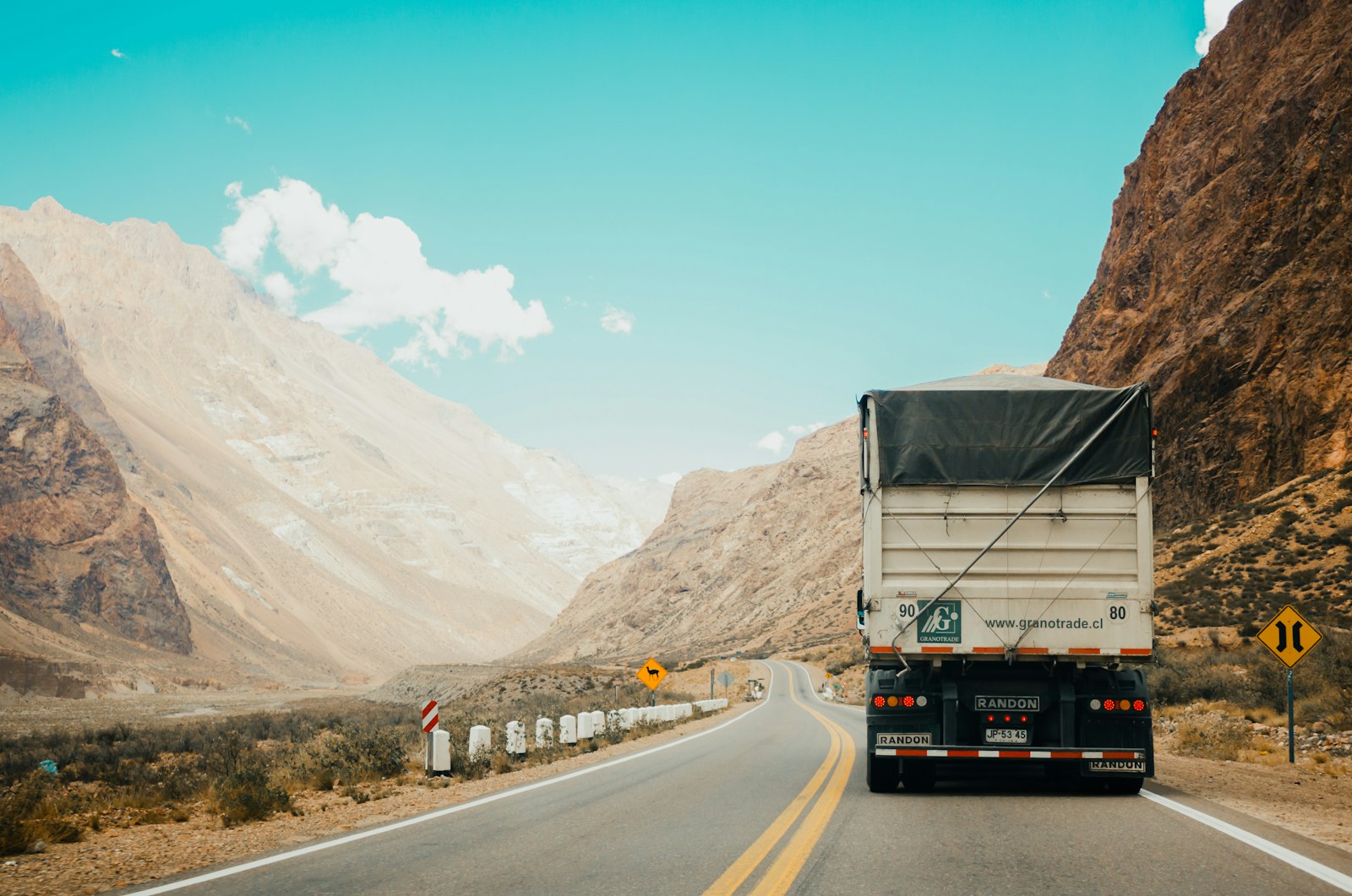 Commercial freight truck used for cargo transportation